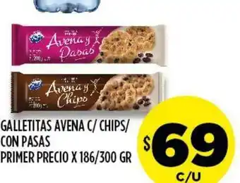 Supermercados Toledo Galletitas Avena Chips Con Pasas Primer Precio x 186/300gr oferta