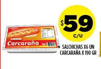 Supermercados Toledo Salchichas X6 Un Carcaraña X 190 Gr oferta