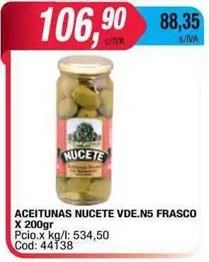 Maxiconsumo Aceitunas Nucete Vde.n5 Frasco x 200gr oferta