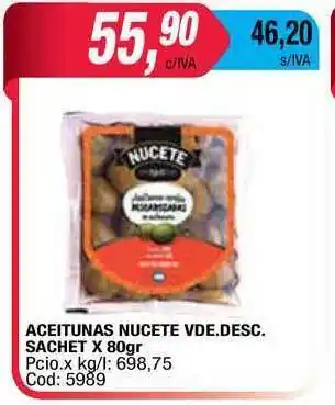 Maxiconsumo Aceitunas Nucete Vde.desc. x 80gr oferta