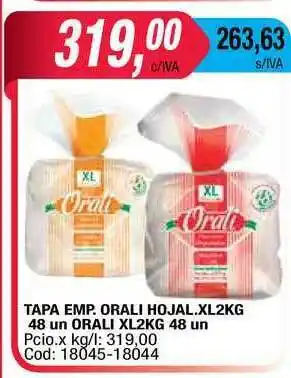 Maxiconsumo Orali Tapa Emp. Orali Hojal. 48 Un oferta