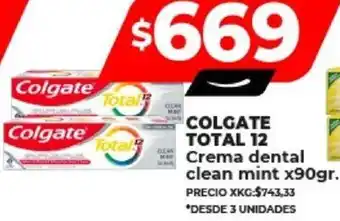 Supermayorista Vital COLGATE TOTAL 12 Crema dental clean mint x90gr. oferta