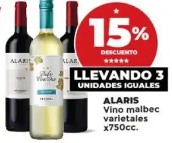 Supermayorista Vital ALARIS Vino malbec varietales x750cc. oferta