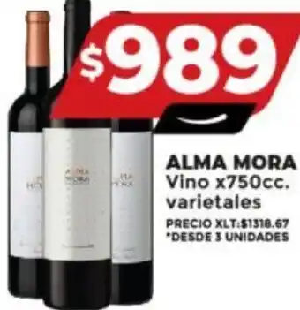 Supermayorista Vital ALMA MORA Vino x750cc. varietales oferta