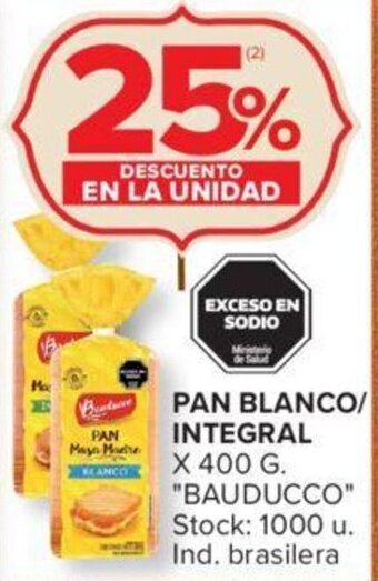 Carrefour PAN BLANCO/ INTEGRAL X 400 G. "BAUDUCCO" oferta