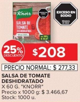 Carrefour SALSA DE TOMATE DESHIDRATADO X 60 G. "KNORR" oferta