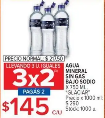 Carrefour AGUA MINERAL SIN GAS BAJO SODIO X 750 ML. "GLACIAR" oferta