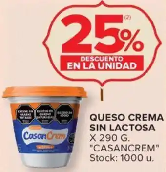 Carrefour QUESO CREMA SIN LACTOSA "CASANCREM" Stock: 1000 u. oferta