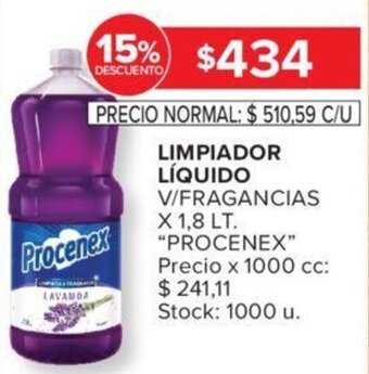 Carrefour LIMPIADOR LÍQUIDO V/FRAGANCIAS X 1,8 LT. "PROCENEX" oferta
