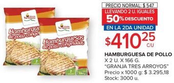 Carrefour HAMBURGUESA DE POLLO X 2 U. X 166 G. oferta