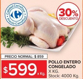 Carrefour POLLO ENTERO CONGELADO X KG. oferta