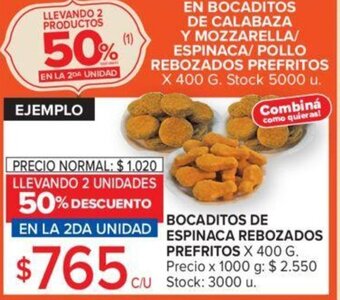 Carrefour BOCADITOS DE ESPINACA REBOZADOS PREFRITOS X 400 G. oferta