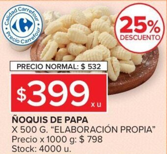 Carrefour ÑOQUIS DE PAPA X 500 G. "ELABORACIÓN PROPIA" oferta