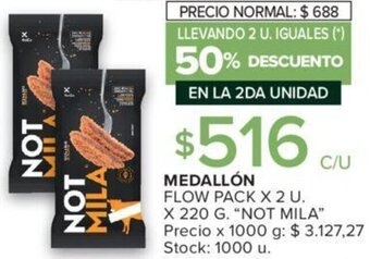 Carrefour MEDALLÓN FLOW PACK X 2 U. X 220 G. "NOT MILA" oferta