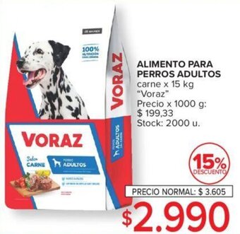 Carrefour ALIMENTO PARA PERROS ADULTOS carne x 15 kg "Voraz" oferta
