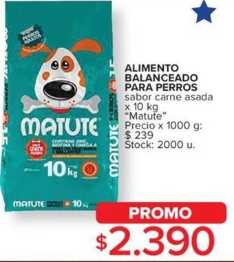 Carrefour ALIMENTO BALANCEADO PARA PERROS sabor carne asada x 10 kg "Matute" oferta