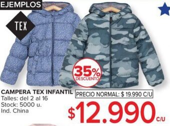 Carrefour CAMPERA TEX INFANTIL Talles: del 2 al 16 oferta