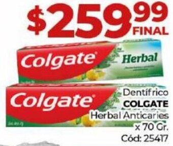 Diarco Dentífrico COLGATE Herbal Anticaries x 70gr oferta