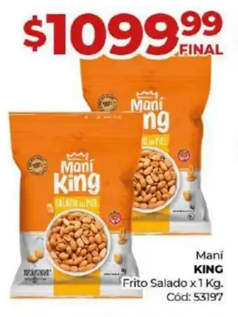 Diarco Maní KING Frito Salado x 1 Kg. Cód:53197 oferta
