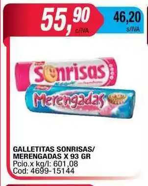 Maxiconsumo Sonrisas Merengadas Galletitas x 93gr oferta