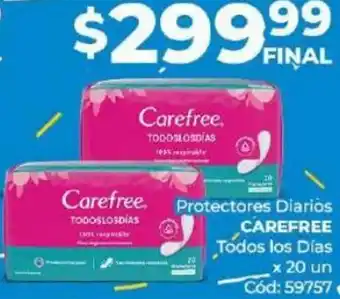 Diarco Protectores Diarios CAREFREE Todos los Días x 20 un oferta