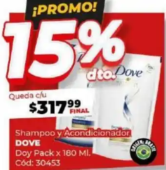 Diarco Shampoo y Acondicionador DOVE Doy Pack x 180 MI. Cód: 30453 oferta