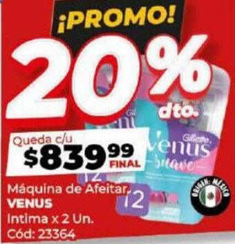 Diarco Máquina de Afeitar, VENUS Intima x 2 Un. oferta