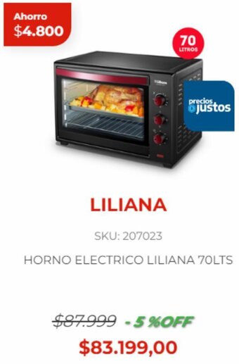 Naldo Lombardi HORNO ELECTRICO LILIANA 70LTS oferta