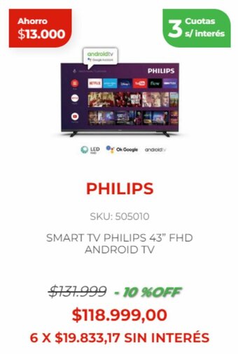 Naldo Lombardi SMART TV PHILIPS 43" FHD ANDROID TV oferta