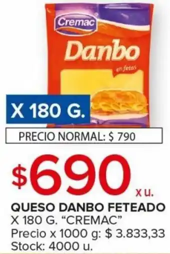 Carrefour Maxi QUESO DANBO FETEADO X 180 G. "CREMAC" oferta