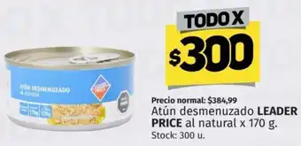 Atún desmenuzado LEADER PRICE al natural x 170 g.