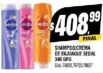 Supermercados Yaguar SHAMPOO/CREMA DE ENJUAGUE SEDAL 340 GRS oferta