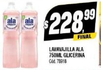 Supermercados Yaguar LAVAVAJILLA ALA 750ML GLICERINA Cód. 78918 oferta