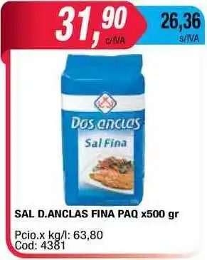 Maxiconsumo Sal D.anclas Fina Paq x 500gr oferta