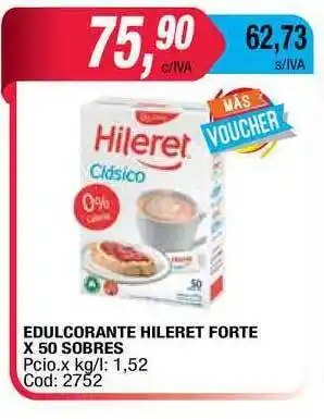 Maxiconsumo Edulcorante Hileret Forte Sobres x 50 sobres oferta