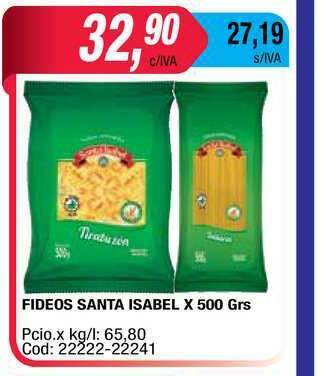 Maxiconsumo Fideos Santa Isabel x 500grs oferta