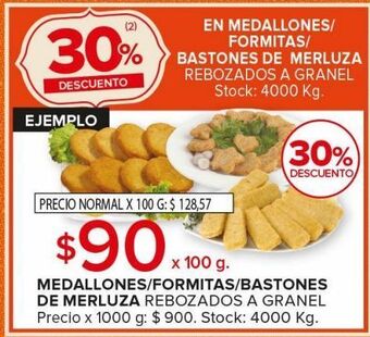 Carrefour Maxi Medallones / formitas / bastones de merluza 100g oferta