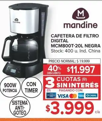 Carrefour Maxi Cafetera de filtro digital mandine oferta