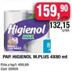 Maxiconsumo Pap. Higienol M.plus 4x80mt oferta