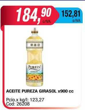 Maxiconsumo Aceite Pureza Girasol x 900cc oferta
