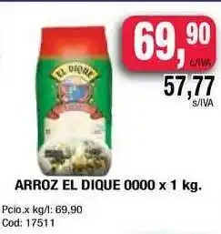Maxiconsumo Arroz El Dique 0000 x 1kg oferta