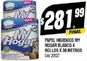 Supermercados Yaguar PAPEL HIGIENICO MY HOGAR 4 ROLLOS X 30 METROS Cód. 20527 oferta