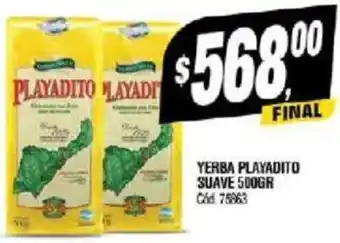 Supermercados Yaguar YERBA PLAYADITO SUAVE 500GR oferta