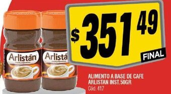 Supermercados Yaguar ALIMENTO A BASE DE CAFE ARLISTAN INST.50GR oferta