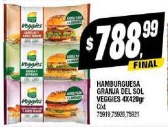Supermercados Yaguar HAMBURGUESA GRANJA DEL SOL VEGGIES 4X420gr oferta