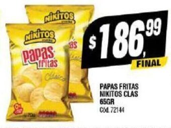 Supermercados Yaguar PAPAS FRITAS NIKITOS CLAS 65GR oferta