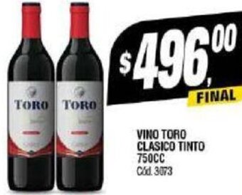 Supermercados Yaguar VINO TORO CLASICO TINTO 750CC oferta
