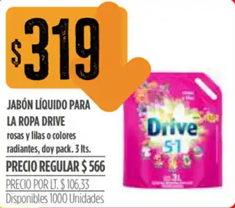 Jabón Liquido Para Ropa Drive 3lts