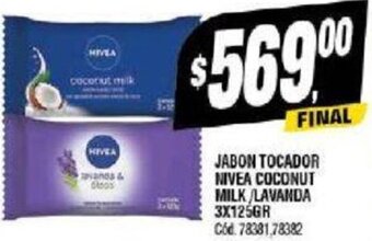 Supermercados Yaguar JABON TOCADOR NIVEA COCONUT MILK/LAVANDA 3X125GR oferta
