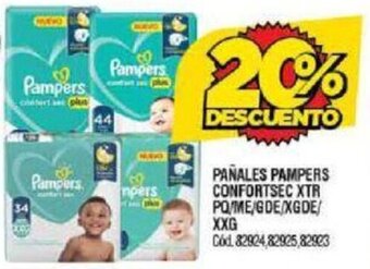 Supermercados Yaguar PAÑALES PAMPERS CONFORTSEC XTR PQ/ME/GDE XGDE XXG oferta